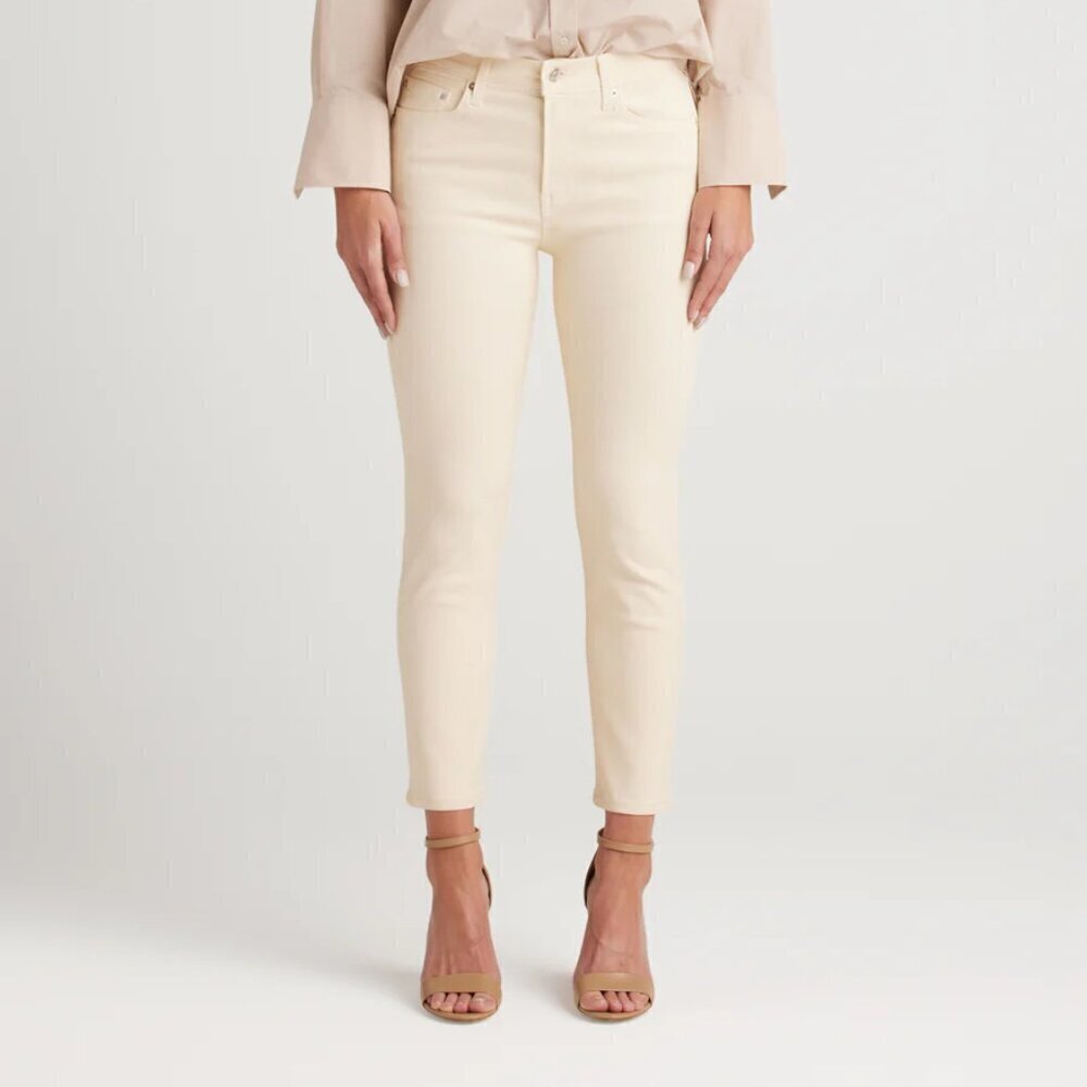 Edwin Bree jeans denim pants vanilla cream straight leg ankle raw hem women 28